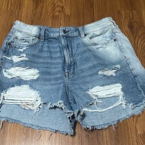 American Eagle Outfitters Blue Distressed Jean Shorts